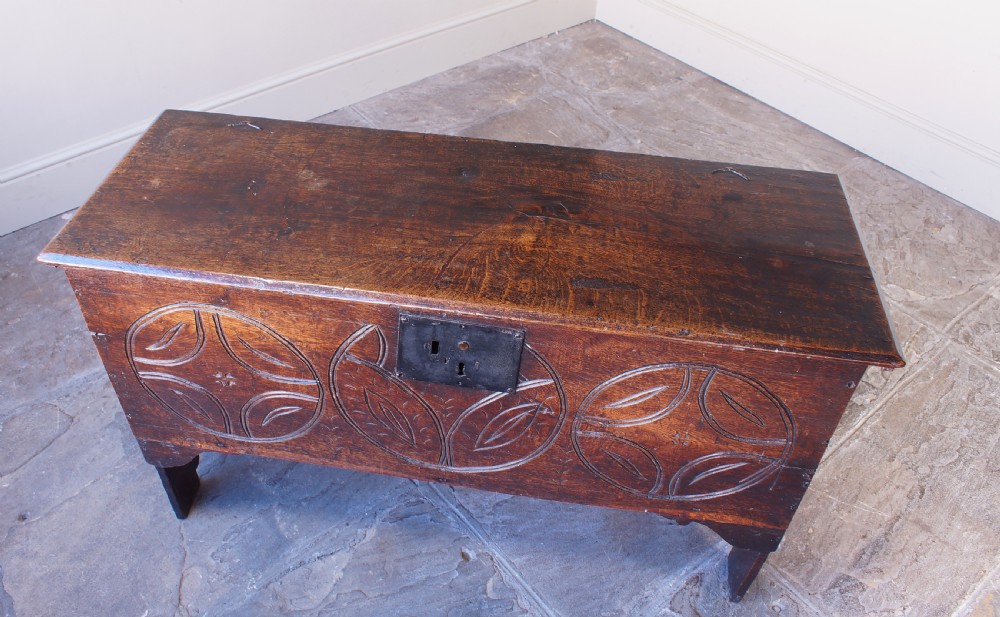 A Small 17th Century Six Plank Oak Coffer View VI