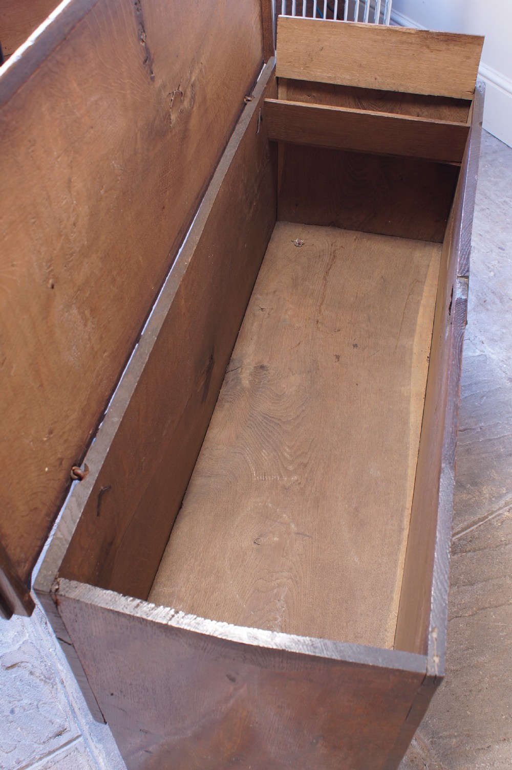 A Small 17th Century Six Plank Oak Coffer View X