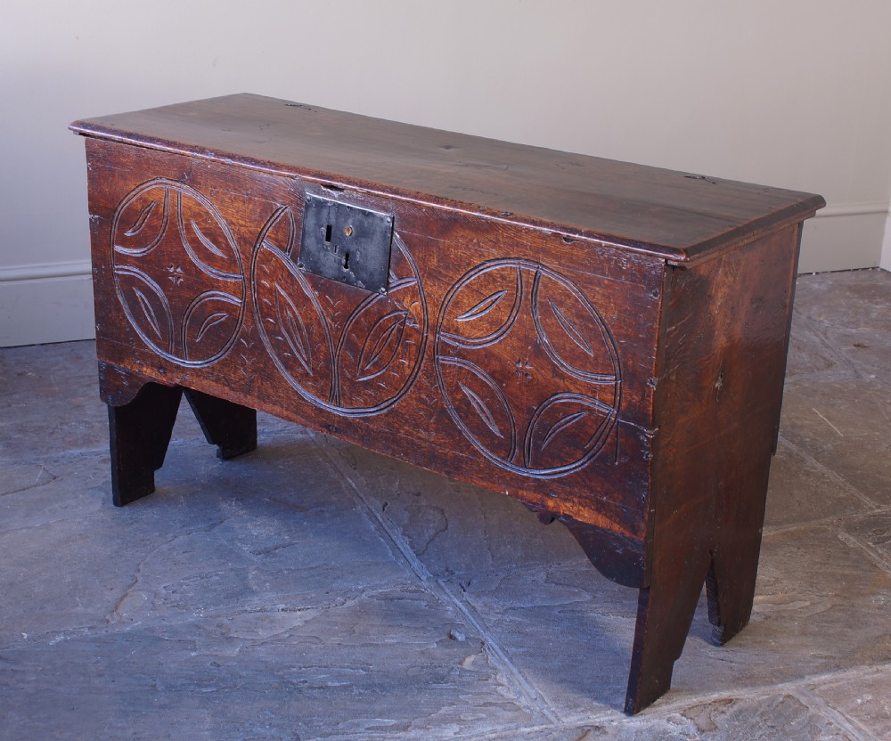 A Small 17th Century Six Plank Oak Coffer View XVI