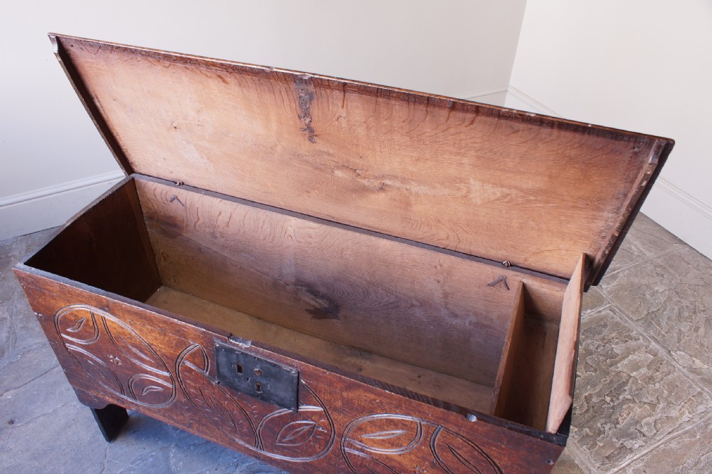 A Small 17th Century Six Plank Oak Coffer View XVII
