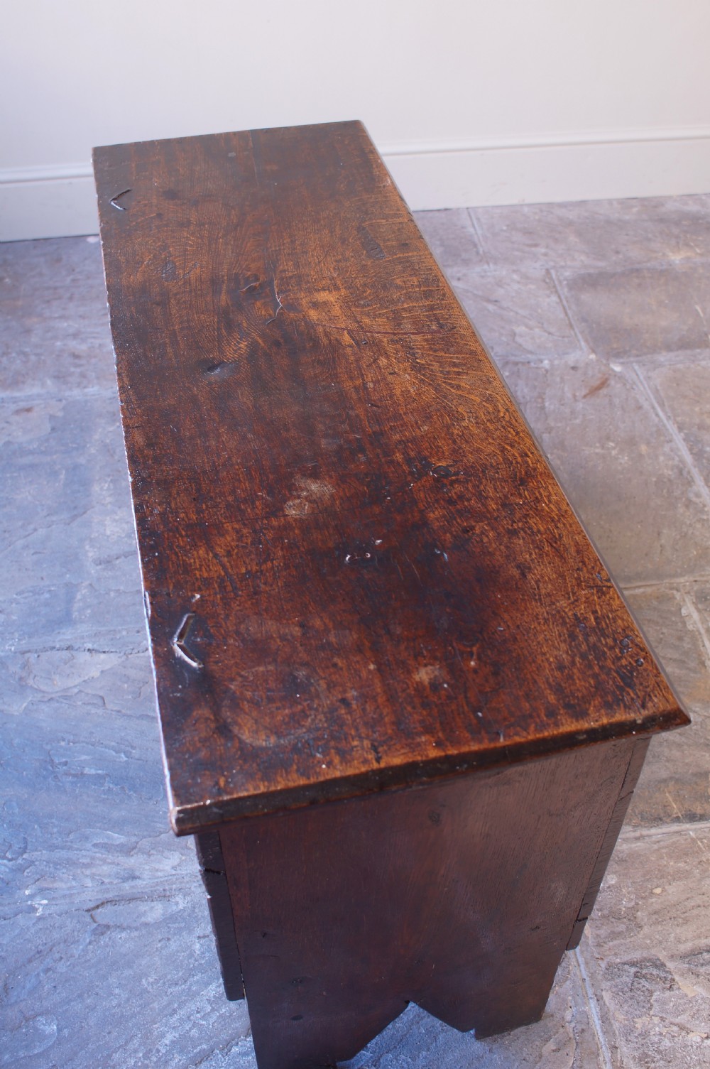 A Small 17th Century Six Plank Oak Coffer View XX