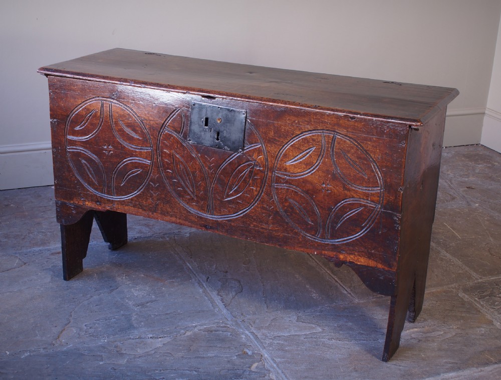 A Small 17th Century Six Plank Oak Coffer View XXV