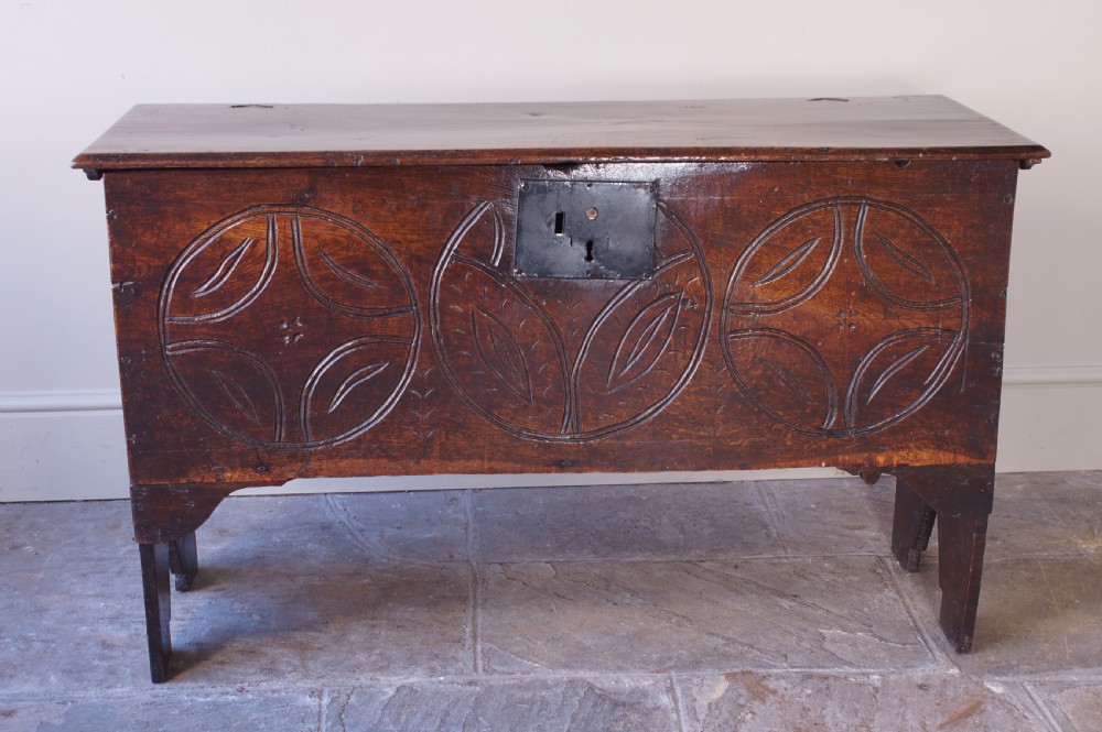 A Small 17th Century Six Plank Oak Coffer View XXVI