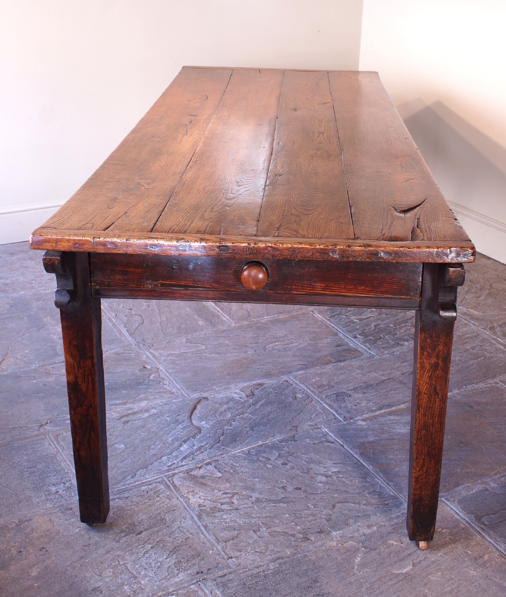 English 18th Century Oak Farmhouse Dining Table View XI