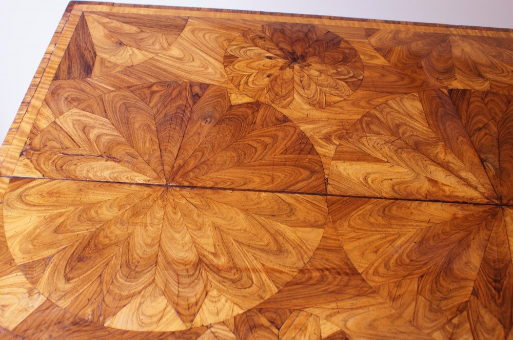 A William and Mary Kingwood oyster veneered kneehole secretaire desk View VI