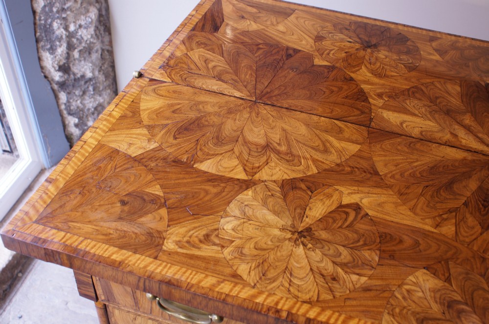 A William and Mary Kingwood oyster veneered kneehole secretaire desk View VIII