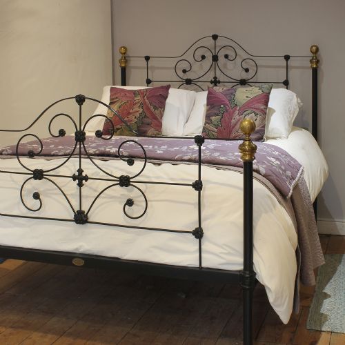fig 1. King Size Cast Iron Antique Bed in Black