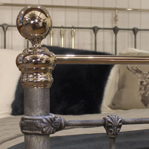 fig 2. Super King Antique Bed in Pewter and Nickel
