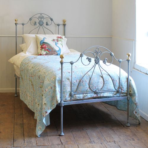 3ft Wide Single Antique Bed in Blue Verdigris