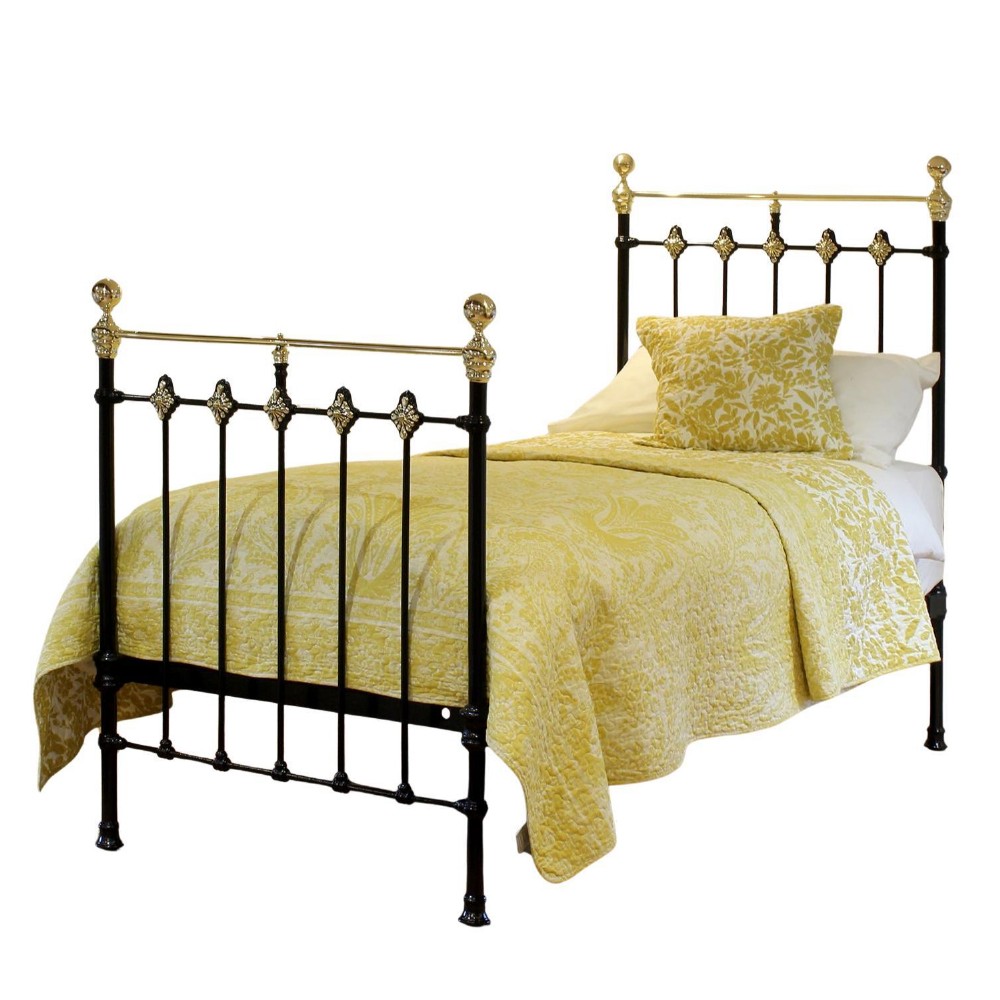 Black Antique Single Bed with Rosettes (BED BASE INCLUDED)