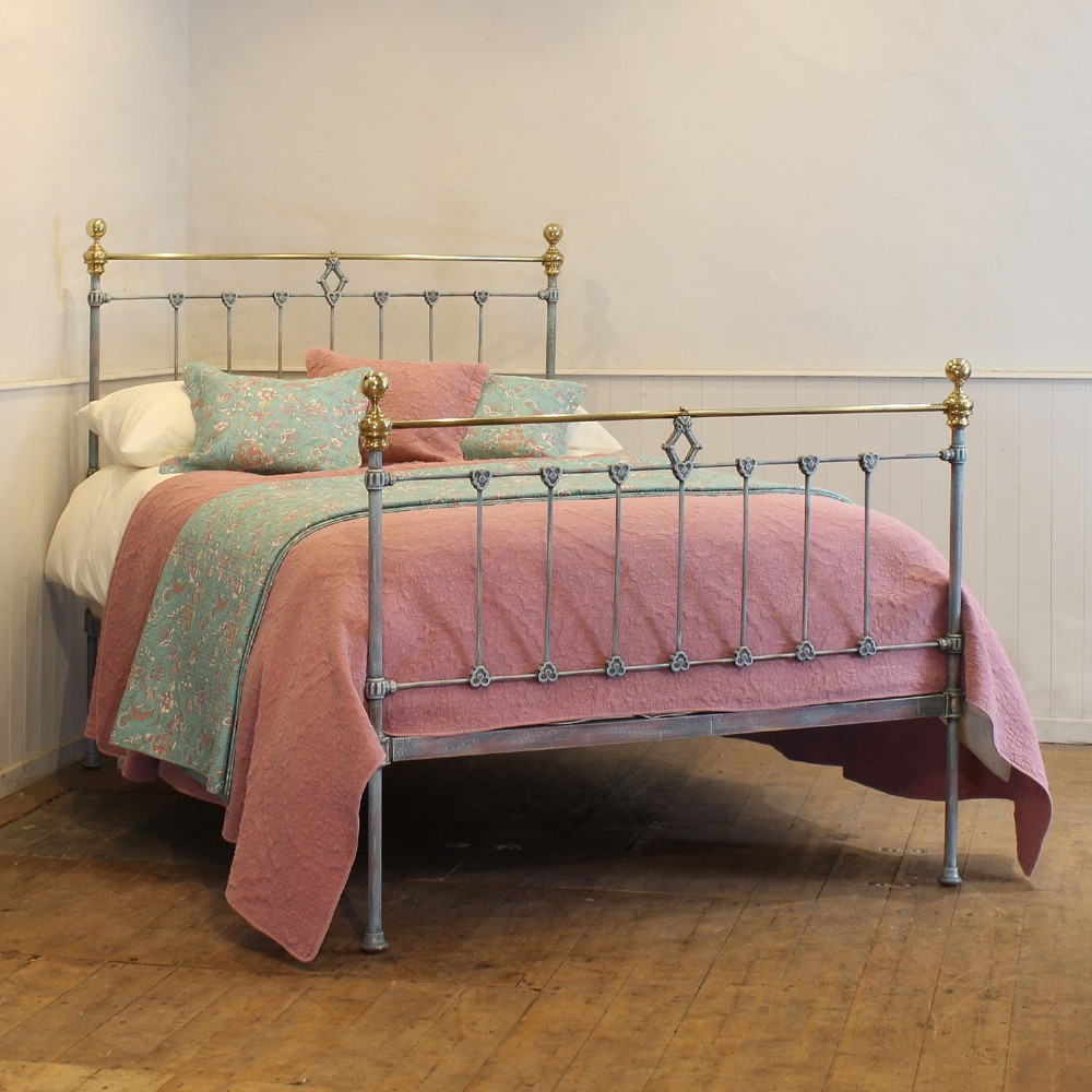 Double Antique Bed Paimted in Blue Verdigris