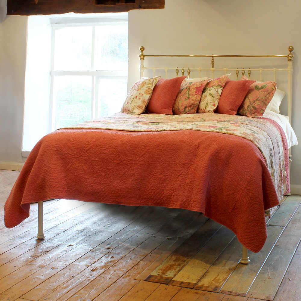 Extra Wide 5ft 6in Platform Antique Bed in Cream