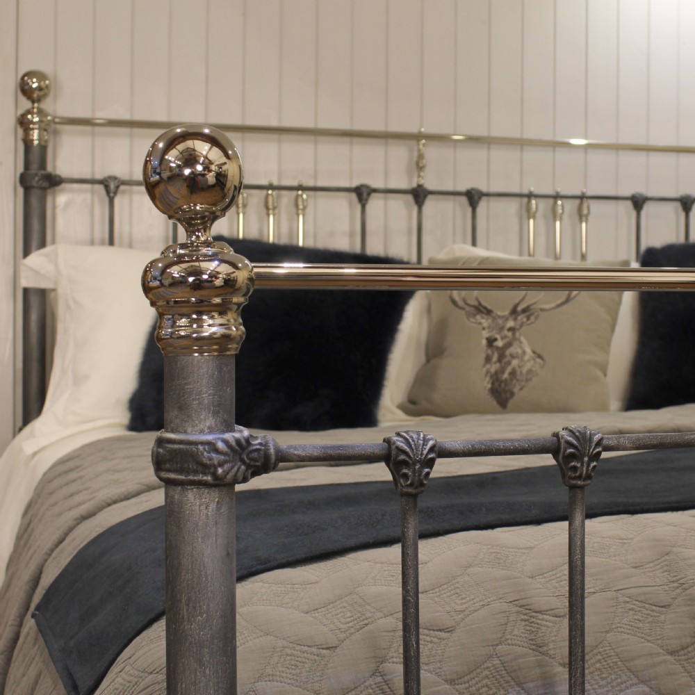 Super King Antique Bed in Pewter and Nickel View II