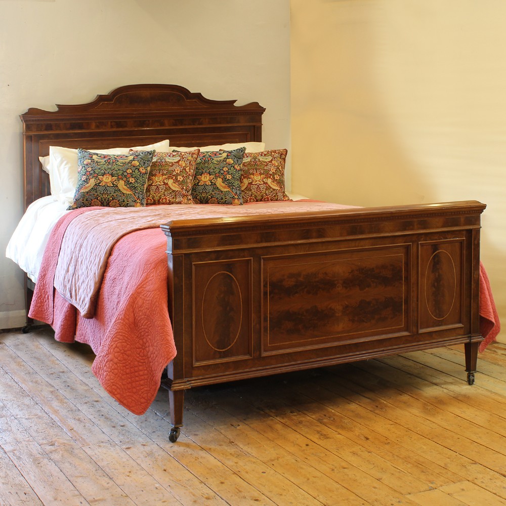 Wide French Mahogany Antique Bed