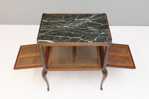 MAHOGANY SIDE TABLE WITH GREEN MARBLE TOP - ADDITIONAL PHOTO 5