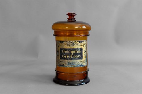 PAIR OF FRENCH AMBER GLASS APOTHECARY JARS - ADDITIONAL PHOTO 2