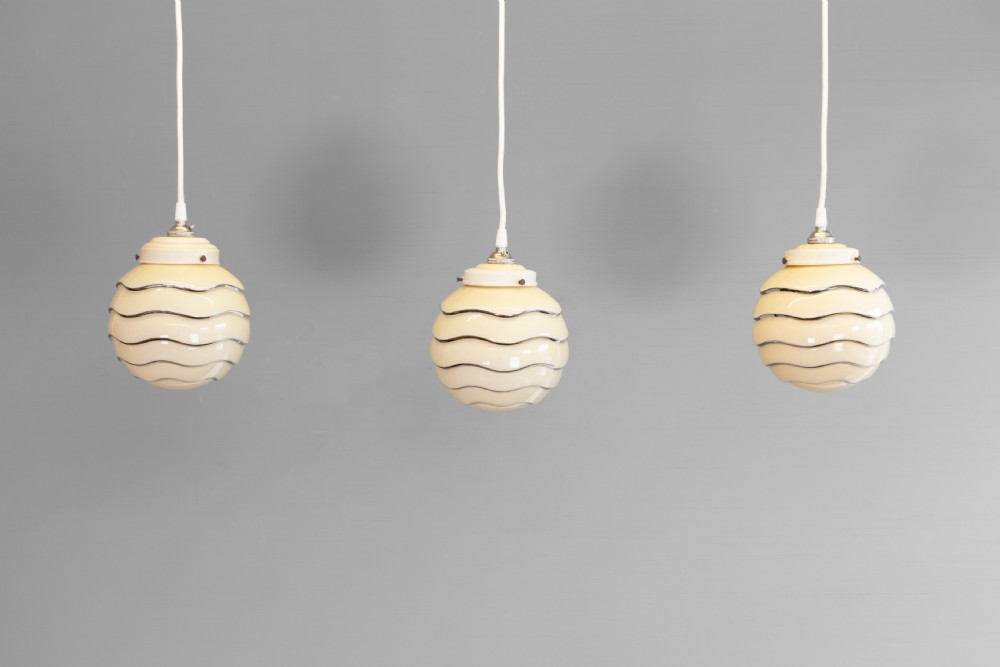 Set of Three Art Deco Pendant Lights View II