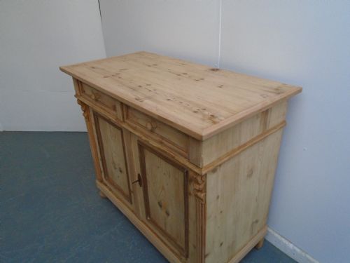 fig 1. A Large Victorian Moulded 2 Door Kitchen Dresser Base Wax / Paint