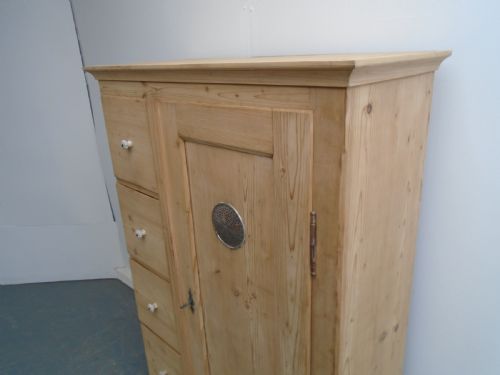 fig 1. A Victorian Antique/Old Pine Ceramic Handle 4 Drawer Food Cupboard to Wax/Paint