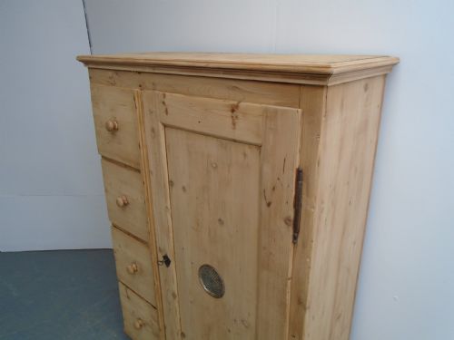 fig 1. A Victorian Antique/Old Pine Shallow 4 Drawer Food Cupboard to Wax/Paint