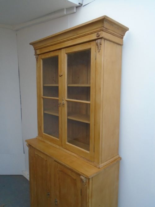fig 1. A Lovely Waxed Victorian Antique/Old Pine 2 Piece Bookcase