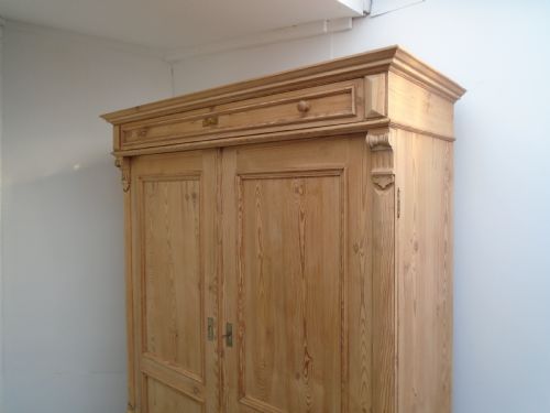 fig 1. A Huge Victorian Antique/Old Pine Rare 2 Door Knockdown Wardrobe to Wax/Paint