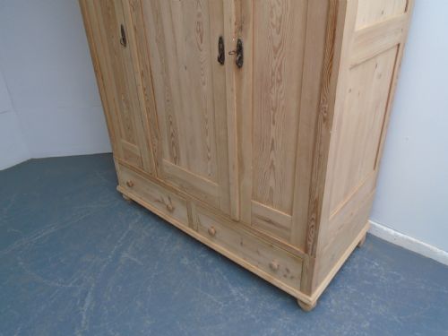 A TRIPLE ART NOUVEAU ANTIQUE PINE LARGE KNOCKDOWN WARDROBE TO WAXPAINT - ADDITIONAL PHOTO 3