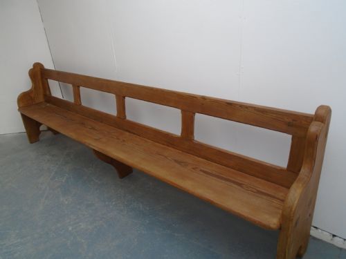 fig 1. A Lovely Railway Station Antique / Old Pine Waxed 6 Seater Hall Bench