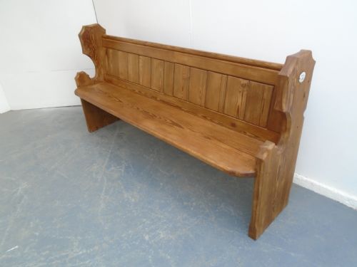A REALLY PRETTY ANTIQUE OLD PINE VICTORIAN 3 SEATER WAXED CHURCH PEW