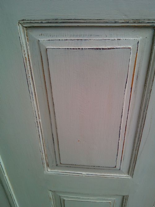 A LOVELY PAINTED LIGHT GREY ANTIQUE OLD PINE GEORGIAN 1 PIECE HALL WARDROBE - ADDITIONAL PHOTO 6