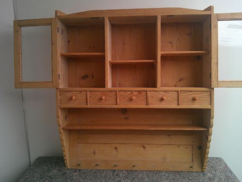 fig 1. A Lovely Antique/Old Pine Victorian Wall Hanging Bathroom Cabinet to Wax/Paint