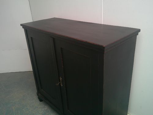 fig 1. A Trendy Painted Black Antique / Old Pine Victorian 2 Door Storage Cupboard
