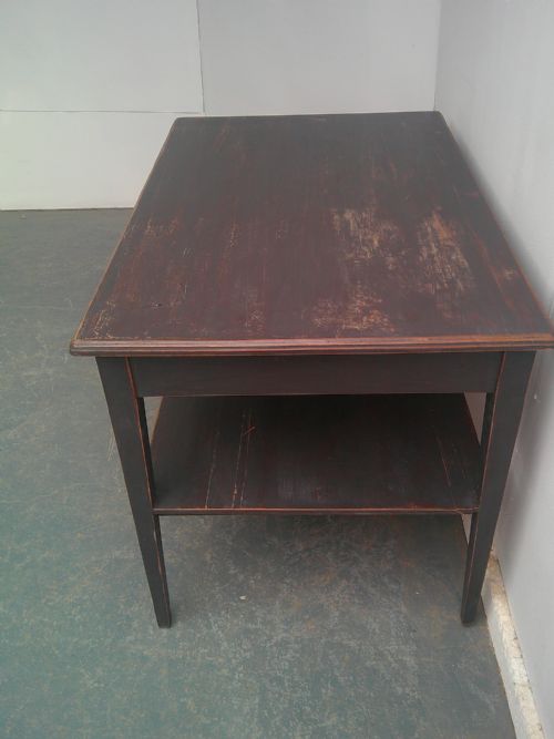 A LOVELY PAINTED GREY ANTIQUE PINE VICTORIAN OCCASIONAL SIDE SOFA TABLE - ADDITIONAL PHOTO 3