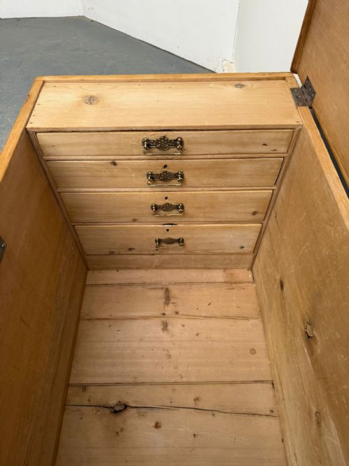 THE BEST ANTIQUEOLD PINE VICTORIAN WAXED FITTED 4 DRAWER BLANKET BOX TV STAND - ADDITIONAL PHOTO 7
