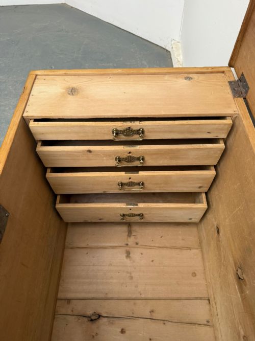 THE BEST ANTIQUEOLD PINE VICTORIAN WAXED FITTED 4 DRAWER BLANKET BOX TV STAND - ADDITIONAL PHOTO 8