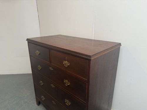 A SUPERB 5 DRAWER GEORGIAN OAK NARROW SPLAYED FOOT CHEST OF DRAWERS - ADDITIONAL PHOTO 1