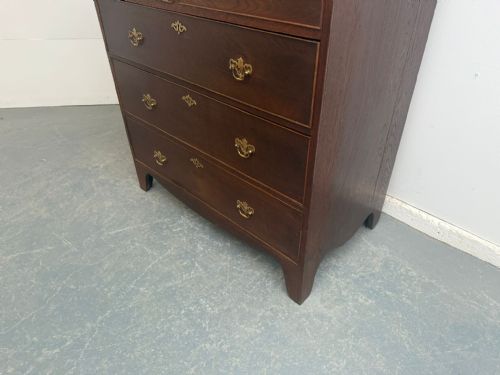 A SUPERB 5 DRAWER GEORGIAN OAK NARROW SPLAYED FOOT CHEST OF DRAWERS - ADDITIONAL PHOTO 2