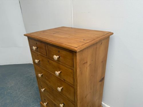 fig 1. A Mint Clean Narrow Victorian Pine Bakerlight Waxed 6 Drawer Chest of Drawers