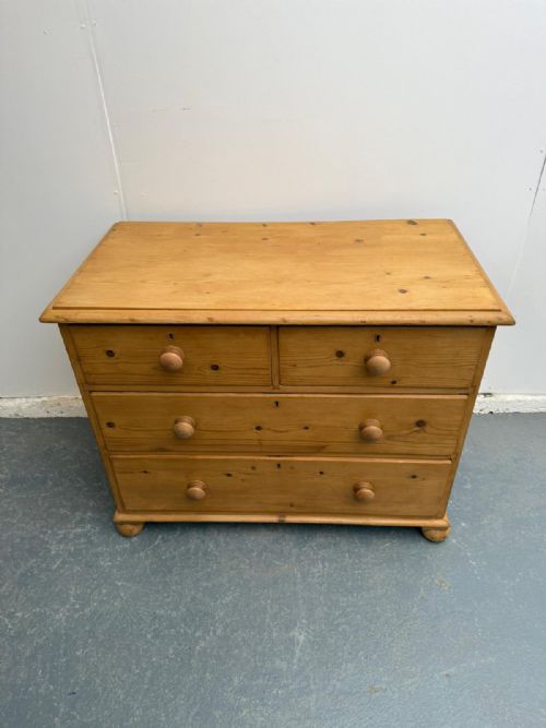fig 1. A Great Antique /Old Pine Waxed Plank End 4 Drawer Victorian Chest of Drawers
