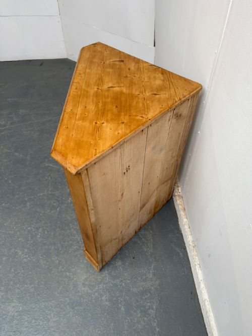 fig 1. A Lovely Small 1 Door Antique / Old Pine Waxed Victorian Corner Cabinet