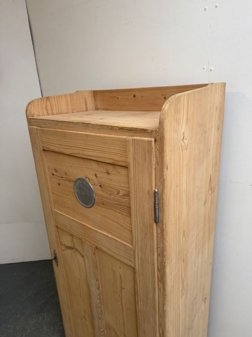 fig 1. A Galleried Victorian Antique /Old Pine 1 Door Kitchen Cupboard to Wax/Paint
