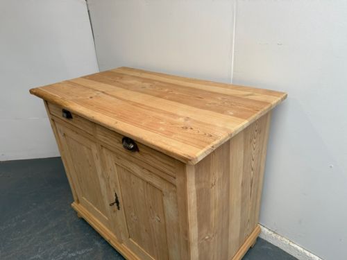 fig 1. A Classic Victorian Antique/Old Pine Large Kitchen Dresser Base to Wax/Paint