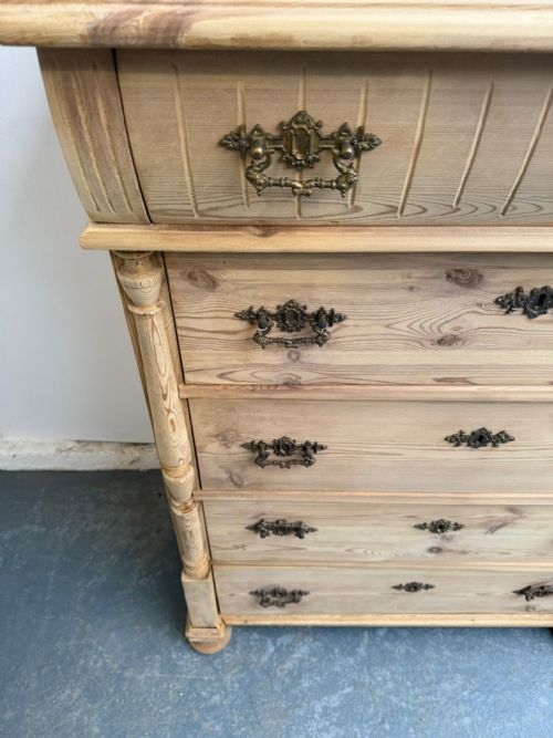 A MINT CLEAN VICTORIAN ANTIQUE OLD PINE TALL CHEST OF DRAWERS TO WAXPAINT - ADDITIONAL PHOTO 4