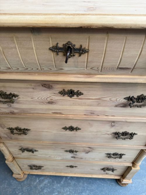 A MINT CLEAN VICTORIAN ANTIQUE OLD PINE TALL CHEST OF DRAWERS TO WAXPAINT - ADDITIONAL PHOTO 10