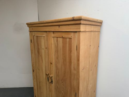 fig 1. A Lovely Antique / Old Pine 2 Door Art Deco Child's Wardrobe to Wax/Paint