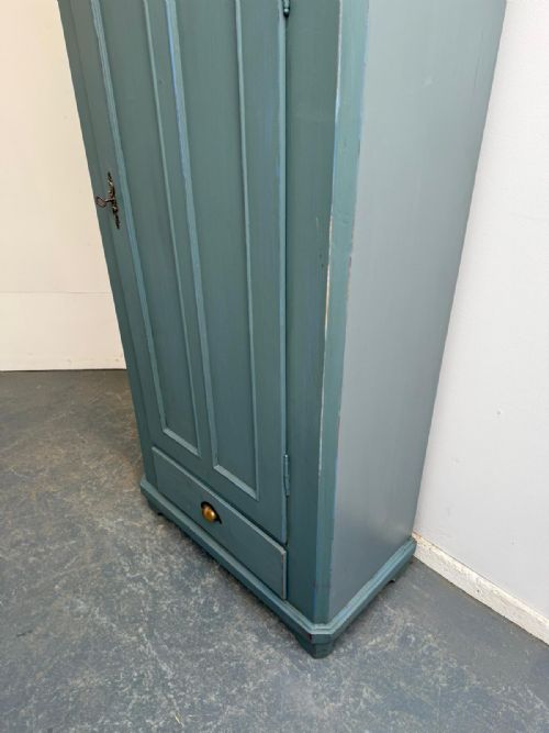 fig 1. A Tidy Painted Victorian Teal & Blue Antique /Old Pine 1 Door Storage Cupboard