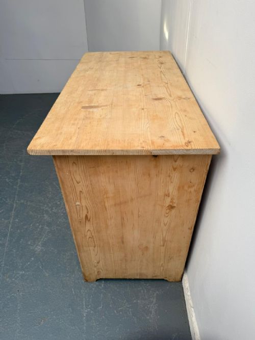 fig 2. A Large Victorian Antique Pine 2 Door Kitchen Dresser Base/TV Stand to Wax/Paint