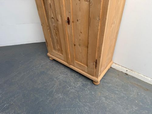 fig 1. A Tidy Victorian Antique / Old Pine 2 Door Storage Cupboard to Wax/Paint