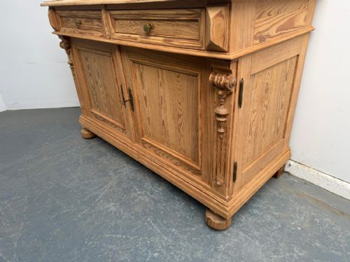 fig 1. A Quality Victorian Pine 2 Door Kitchen Dresser Base /TV Stand to Wax/Paint