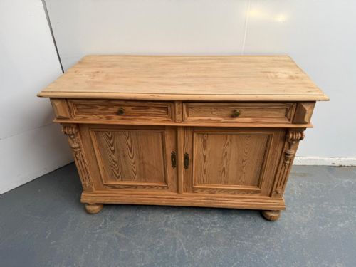 fig 2. A Quality Victorian Pine 2 Door Kitchen Dresser Base /TV Stand to Wax/Paint